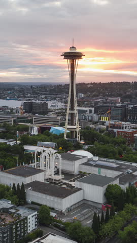 Vertical Video of Seattle, Vertical Aerial View Shot