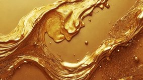 Gold acrylic liquid abstract background with sparkling gold Glitter blend texture. liquid paint moves with glowing grains. 4k - Powered by Shutterstock - Get 15% off with code: PIKWIZARD15