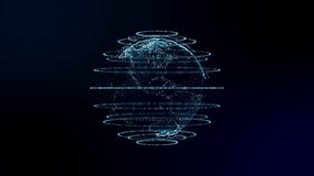 Blue Hologram Earth Rotating,Global communication concept, The earth rotating with node and line connection, Binary code, Futuristic and technology conncepts - Powered by Shutterstock - Get 15% off with code: PIKWIZARD15
