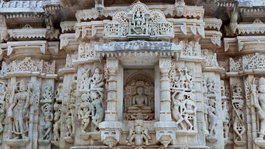 unique stone art at historical temple wall at day from different angle