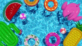 Loup Inflatable circles ball mattress floating in the pool in summer top view. 3D Illustration - Powered by Shutterstock - Get 15% off with code: PIKWIZARD15