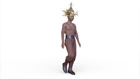 3D rendering of a walking crowned warrior with unique designs.　Not AI-generated material - Powered by Shutterstock - Get 15% off with code: PIKWIZARD15