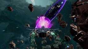 Controlling a battleship in a futuristic sci-fi space exploration computer game. Engaging in a fight against enemy forces in a futuristic space game. Eliminating the target in a futuristic space game. - Powered by Shutterstock - Get 15% off with code: PIKWIZARD15