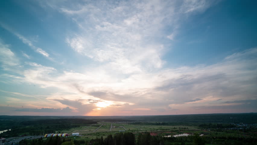 time lapse of a beautiful summer sunset from a bird