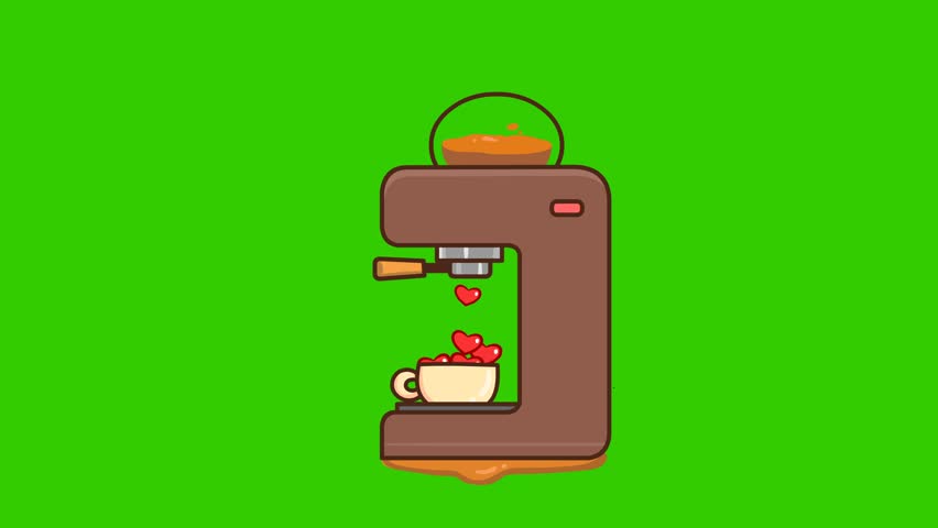 Animated Coffee Machine - Green Screen