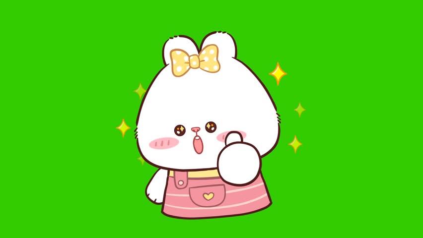 Animated Cute Polar Bear Giving Thumbs Up - Green Screen