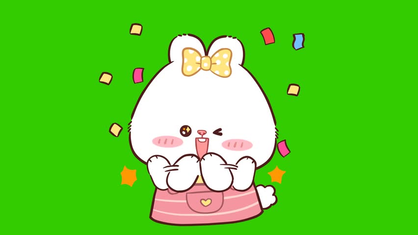 Animated Cute Polar Bear Clapping Congratulations - Green Screen