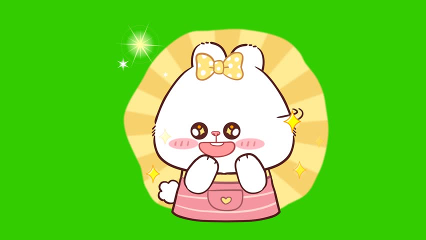 Animated Cute Polar Bear Dancing Joyfully - Green Screen