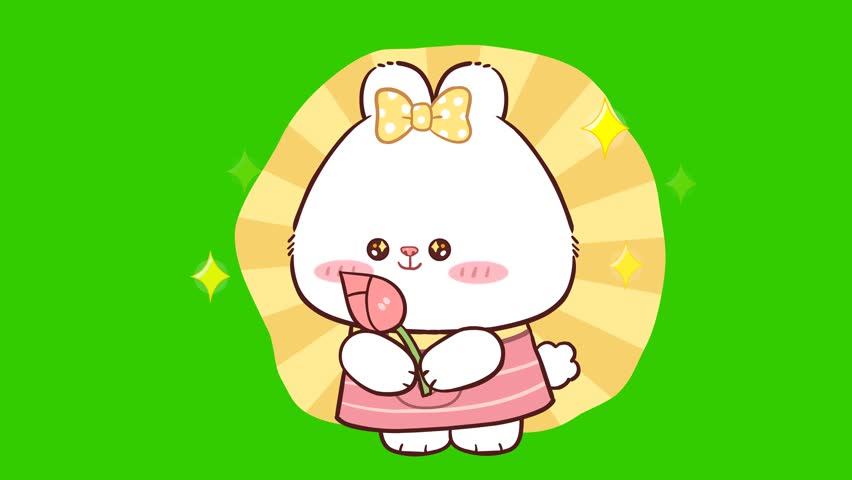  Animated Cute Polar Bear with Birthday Cake - Green Screen