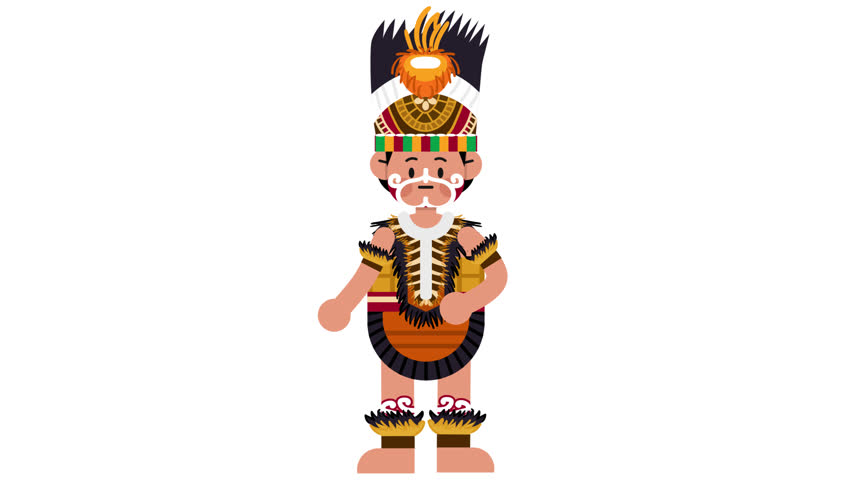 Indonesian Papua character explain using gesture Loop Animation