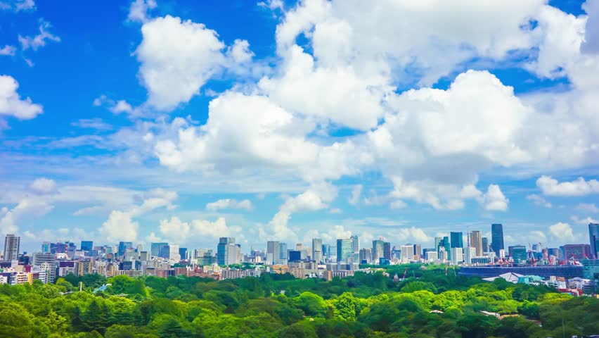 Tokyo scenery time lapse blue sky and clouds