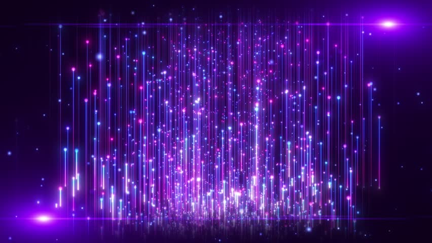 Abstract digital background with glowing neon particles or bright rays of light flying upward. movement of a stream of glowing bright lines of particles. Cinemagraphic background for awards. loop