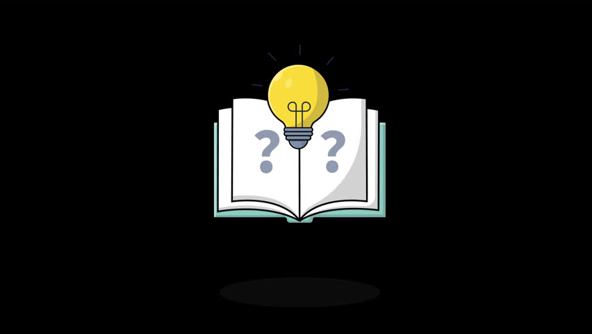 Animated Book with Lightbulb. Power of Knowledge Concept Video - Transparent