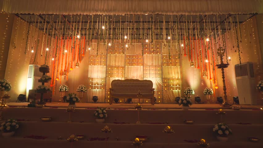 indian wedding stage decoration, The Beautiful Decorations cultural program, Wedding Decorations, props, candlelight