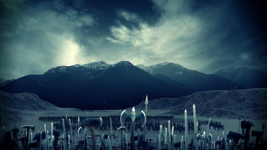 Two Great Medieval Armies in a Battlefield