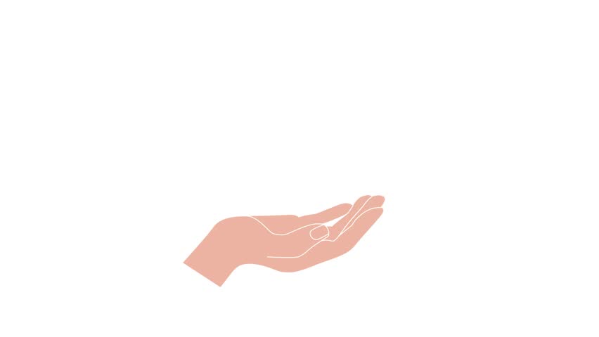 Hand holds heart 4K stop motion video. Care, protection, support, solidarity, donation concept animation on white background