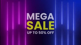 Stunning 4K animation video for mega sale up to 50% off with vibrant blue and yellow colors perfect for promotional needs! - Powered by Shutterstock - Get 15% off with code: PIKWIZARD15