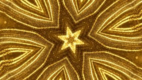 Fractal motion graphics golden glittering shapes patterns. Christmas, VJ loops, kaleidoscope luxury background video loop. - Powered by Shutterstock - Get 15% off with code: PIKWIZARD15