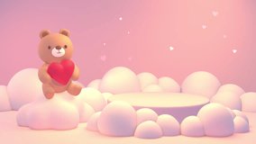 Looped cute bear with heart and empty podium animation. - Powered by Shutterstock - Get 15% off with code: PIKWIZARD15