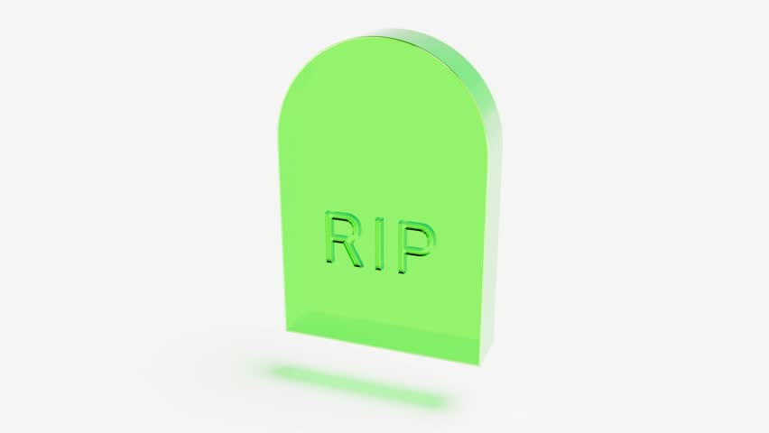 Color glass grave headstone on white bg able to loop endless 4k. 3D Illustration