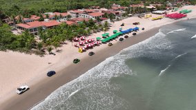 Buggy Car At Genipabu Beach Rio Grande Do Norte Brazil. Aerial View Of A Paradisiac Tropical Coast Beach Landscape. Beach Sky Shore Sea. Shore Outdoor Shore Seaside Panning Wide. - Powered by Shutterstock - Get 15% off with code: PIKWIZARD15