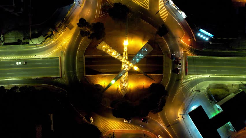 Night Goiania Skyline At Goiania Goias Brazil. Breathtaking Aerial View Of Time Lapse Drone Footage. Building Infrastructure Landscape Skyscrapers Awesome. Infrastructure Architecture. Goiania Goias.
