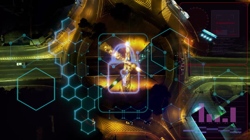 Futuristic Effect At Downtown Goiania Brazil. Aerial View Of A Bustling Downtown Cityscape With Modern Buildings. Town Sky Backgrounds Urban. Town Outdoors Backgrounds Downtown Panoramic City.