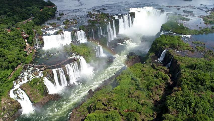 Iguazu Waterfalls At Foz Do Iguacu Parana Brazil. Idyllic Falls Water Fall High Definition. Idyllic Canyon Water Fall Travel Nature. Foz do Iguacu Parana.