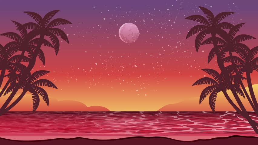 Sunset on the beach where you can see the starry sky in the tropical summer
