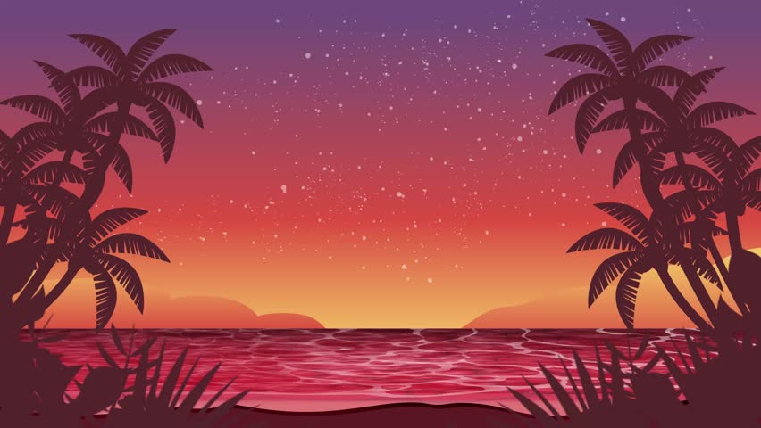 Sunset on the beach where you can see the starry sky in the tropical summer