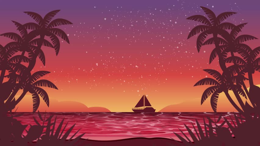 Sunset on the beach where you can see the starry sky in the tropical summer
