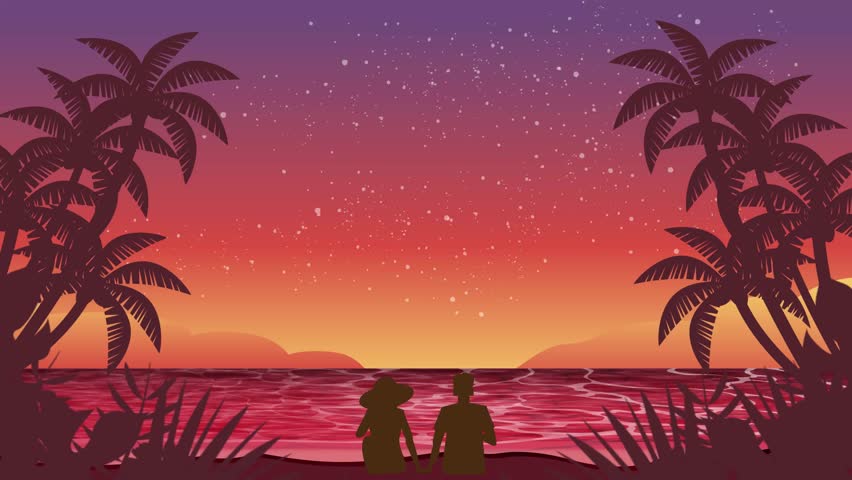 Sunset on the beach where you can see the starry sky in the tropical summer