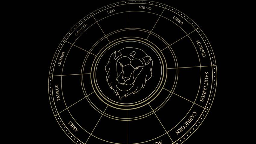 LEO Sign in the Zodiac Wheel With Star Constellations