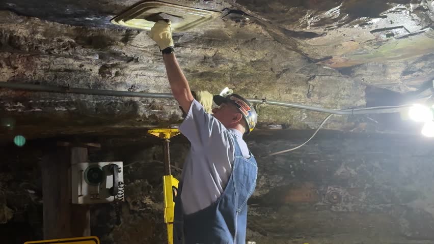 West virginia - 7.5.2024 - a coal miner uses a deputy stick in west virginia.