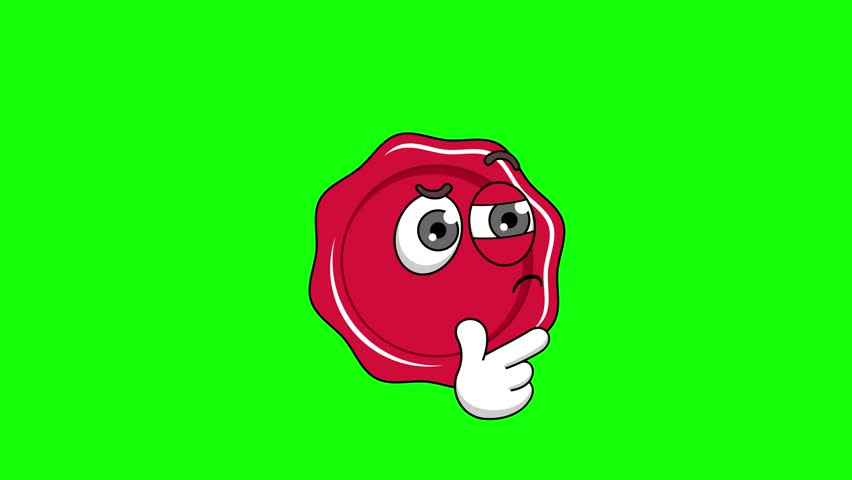 Thinking animation of a sealing wax cartoon, mascot animation with green green
