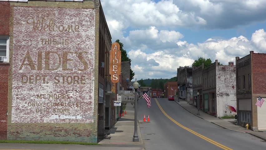 West virginia - 7.5.2024 - establishing shot of an old-fashioned department store in the small town of mount hope, west virginia.