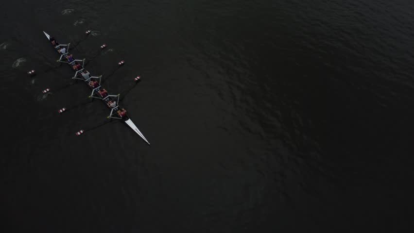 Aerial View of Rowers on a Calm Lake in Gent, Belgium
