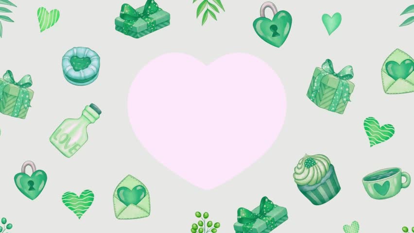 romantic love heart cake gift, with copy space, wedding, anniversary, valentine. background loop motion animation