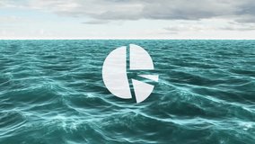 Pie chart animation over ocean waves under cloudy sky. Infographic, data visualization, statistics, analytics, technology, representation - Powered by Shutterstock - Get 15% off with code: PIKWIZARD15