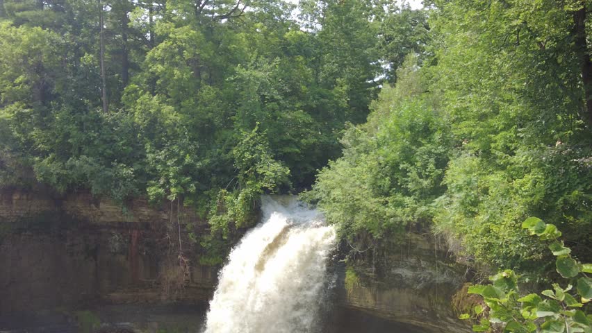 The top view of the Minnehaha Falls near Minneapolis, Minnesota, U.S.A