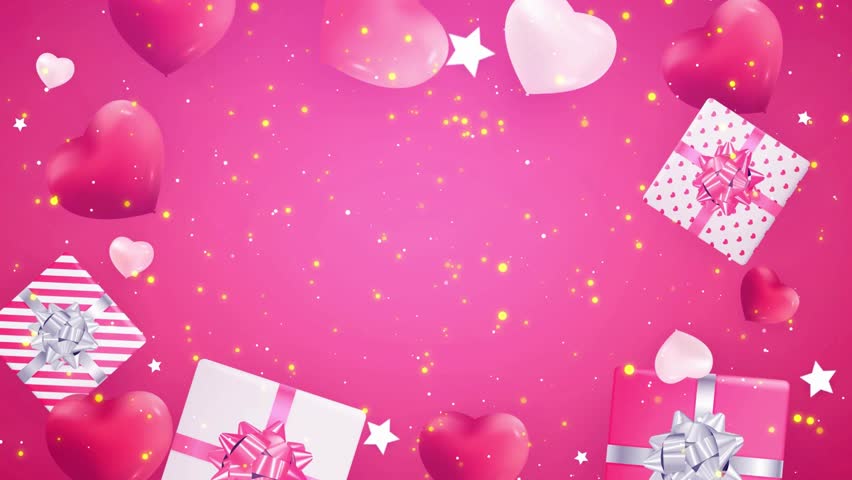 romantic love heart cake gift, with copy space, wedding, anniversary, valentine. background loop motion animation