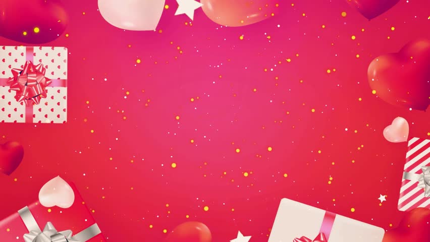 romantic love heart cake gift, with copy space, wedding, anniversary, valentine. background loop motion animation