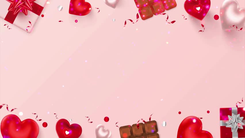 romantic love heart cake gift, with copy space, wedding, anniversary, valentine. background loop motion animation