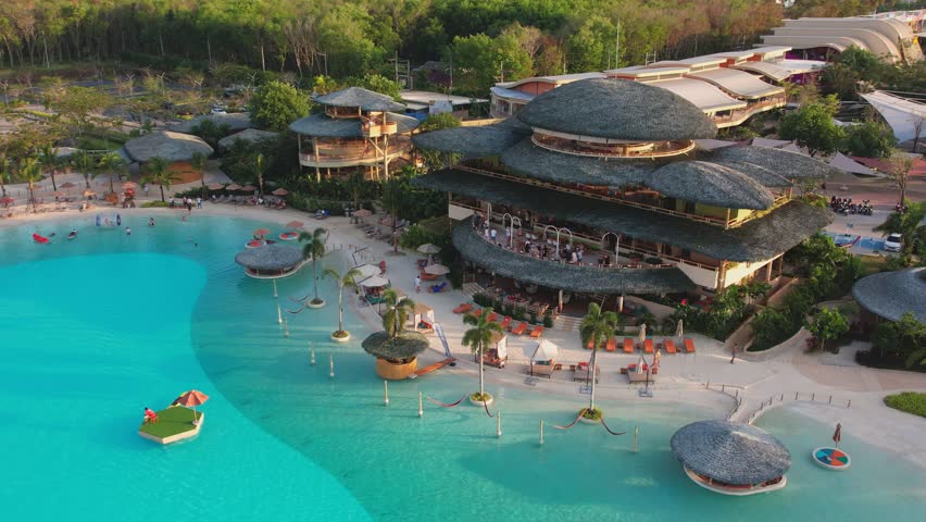 4K video of an immense water park in Phuket, Thailand. one of the best amusement parks in Phuket.