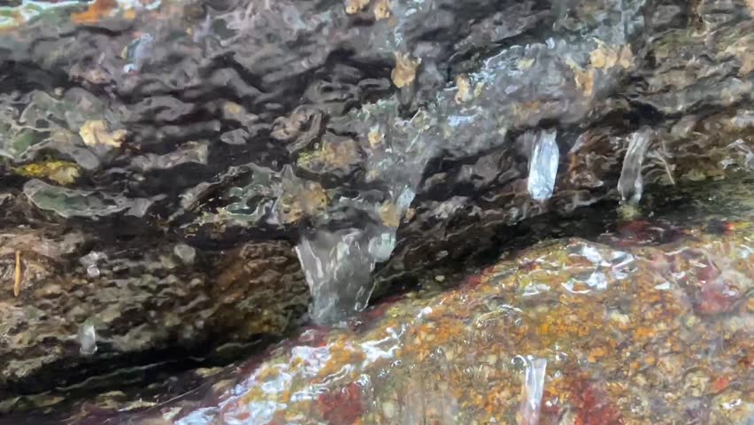 Water droplets flowing from the waterfall