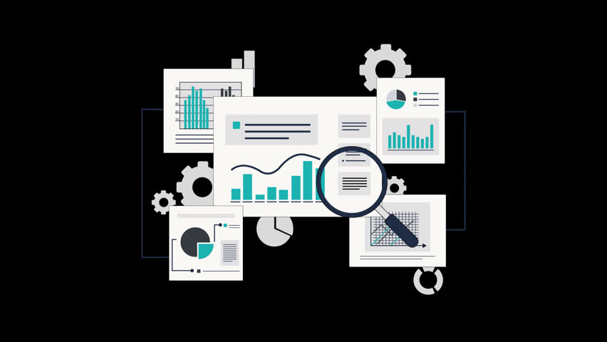 Data Analytics Information and Monitoring Concept Animation Video - Transparent