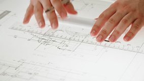 Plan blueprint close-up. Architect designer drawing scheme, professional engineer working, interior creator making architectural house project, drafting building.  - Powered by Shutterstock - Get 15% off with code: PIKWIZARD15