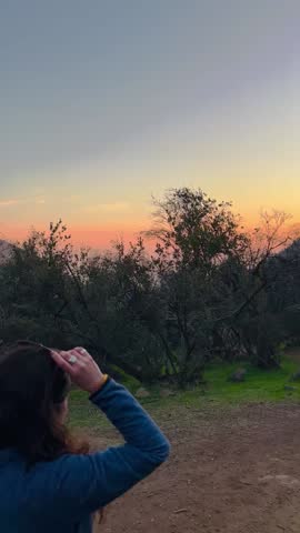 Sunset arrives in a natural park