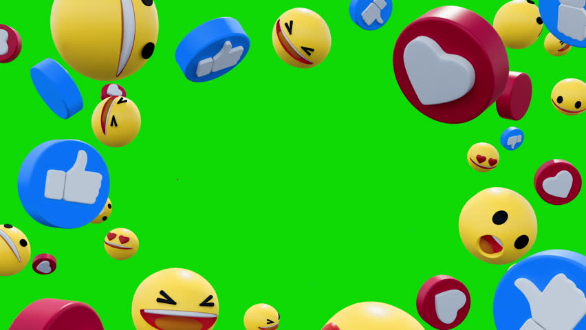 network emoj 3d like loops on green