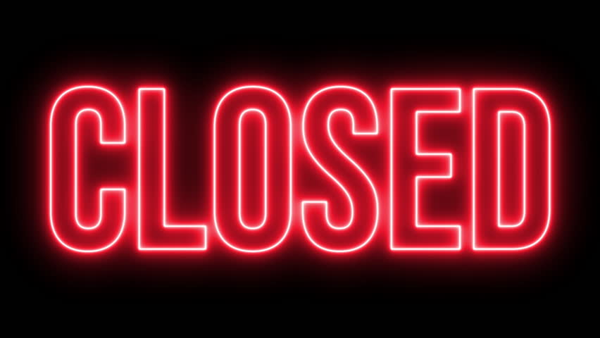 Logo neon shop closed red with black background